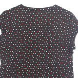 BIAGGINI Womens Printed Blouse Black V-Neck Spotted 2XL