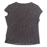 BIAGGINI Womens Printed Blouse Black V-Neck Spotted 2XL