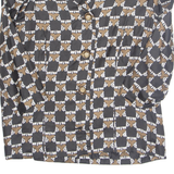 Womens Printed Shirt Black Collared 3/4 Sleeve Geometric M