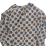 Womens Printed Shirt Black Collared 3/4 Sleeve Geometric M