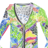 Womens Printed Blouse Green V-Neck Long Sleeve Floral S