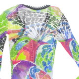 Womens Printed Blouse Green V-Neck Long Sleeve Floral S
