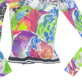 Womens Printed Blouse Green V-Neck Long Sleeve Floral S