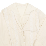 Embroidered Womens Shirt Cream Collared Long Sleeve L