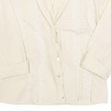 Embroidered Womens Shirt Cream Collared Long Sleeve L