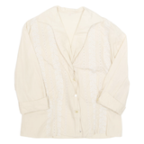 Embroidered Womens Shirt Cream Collared Long Sleeve L
