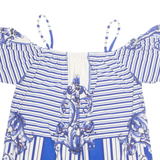 Womens Printed Top Blue Off Shoulder Striped M