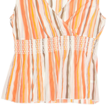 NEW YORK COMPANY Womens Printed Blouse Orange V-Neck Sleeveless Nylon Striped L
