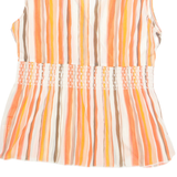 NEW YORK COMPANY Womens Printed Blouse Orange V-Neck Sleeveless Nylon Striped L