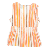 NEW YORK COMPANY Womens Printed Blouse Orange V-Neck Sleeveless Nylon Striped L
