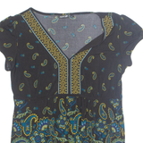 APT. 9 Womens Printed Blouse Blue V-Neck Paisley S
