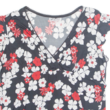 SELF-ESTEEM Womens Printed Blouse Black V-Neck Floral XL