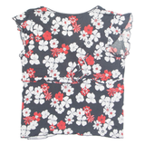 SELF-ESTEEM Womens Printed Blouse Black V-Neck Floral XL