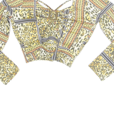Cheetah Womens Cropped Top Yellow Long Sleeve Animal Print M
