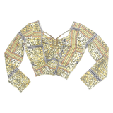 Cheetah Womens Cropped Top Yellow Long Sleeve Animal Print M