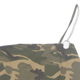 JENNYFER Womens Cropped Top Green Button Neck One Shoulder Camouflage M