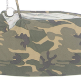 JENNYFER Womens Cropped Top Green Button Neck One Shoulder Camouflage M