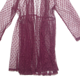 SHANNON FORD NEW YORK Sheer Womens Kimono Blouse Purple 3/4 Sleeve Spotted M