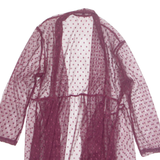 SHANNON FORD NEW YORK Sheer Womens Kimono Blouse Purple 3/4 Sleeve Spotted M