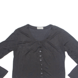 SOLOLA Button Up Womens Blouse Black Long Sleeve M