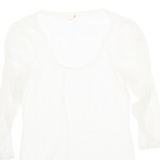 Sheer Womens Blouse Cream Long Sleeve Nylon XL