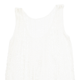Crochet Womens Blouse Cream Sleeveless XL