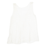Crochet Womens Blouse Cream Sleeveless XL