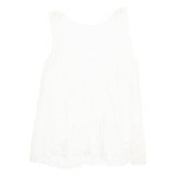 Crochet Womens Blouse Cream Sleeveless XL