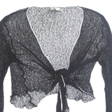 IKAT Womens Wrap Blouse Black V-Neck 3/4 Sleeve S