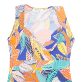 MORGAN Womens Printed Top Orange V-Neck Sleeveless Floral S