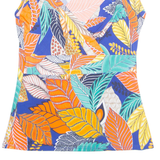 MORGAN Womens Printed Top Orange V-Neck Sleeveless Floral S