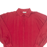 LINEA INESSA Womens Oversized Shirt Red Collared Long Sleeve M
