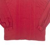 LINEA INESSA Womens Oversized Shirt Red Collared Long Sleeve M