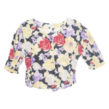 ANTONELLE Womens Printed Blouse Yellow V-Neck Floral M