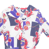 Cropped Nautical Womens Printed Shirt Blue Collared Crazy Pattern L