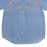 BASIC EDITIONS Womens Shirt Blue Collared Floral M