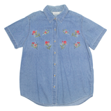 BASIC EDITIONS Womens Shirt Blue Collared Floral M