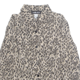 SAG HARBOR Womens Printed Blouse Brown Collared Long Sleeve Animal Print S