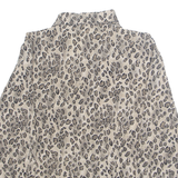 SAG HARBOR Womens Printed Blouse Brown Collared Long Sleeve Animal Print S