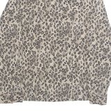 SAG HARBOR Womens Printed Blouse Brown Collared Long Sleeve Animal Print S