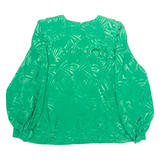 Womens Blouse Shirt Green Long Sleeve M