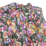 Womens Printed Blouse Green Collared Long Sleeve Floral M