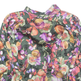 Womens Printed Blouse Green Collared Long Sleeve Floral M