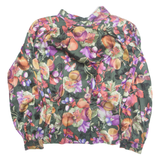 Womens Printed Blouse Green Collared Long Sleeve Floral M