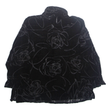 COLDWATER CREEK Womens Blouse Black Collared Long Sleeve Floral L