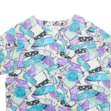 TRUFFLES Womens Printed Shirt Blue Crazy Pattern L