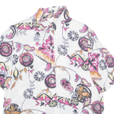 MISS ASTOR Womens Printed Shirt White Collared Crazy Pattern M