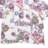 MISS ASTOR Womens Printed Shirt White Collared Crazy Pattern M