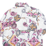MISS ASTOR Womens Printed Shirt White Collared Crazy Pattern M