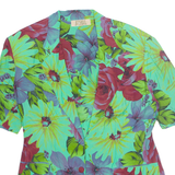 ESSELL Womens Printed Shirt Green Collared Viscose Floral L